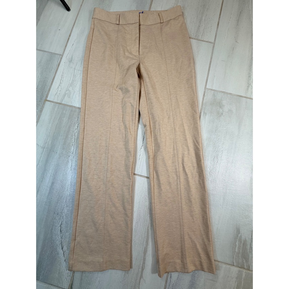 J.McLaughlin Womens Tan Heathered Knit Straight Leg Trousers Size 6 Stretch